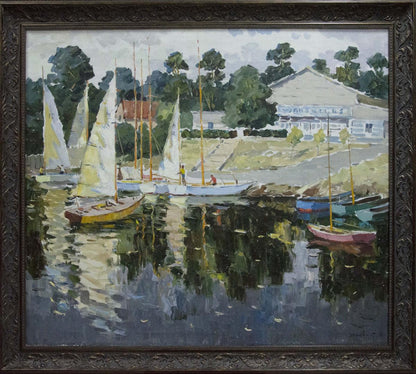 Oil painting Boats near the shore Yarovoy Stepan Kalinovich