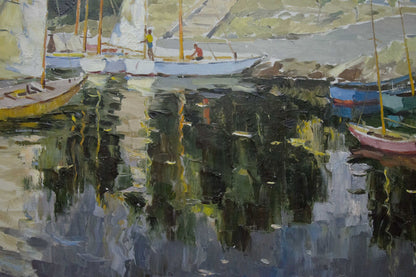 Oil painting Boats near the shore Yarovoy Stepan Kalinovich