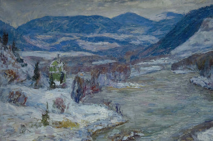 Oil painting Winter landscape Kontratovich Ernest Rudolfovich