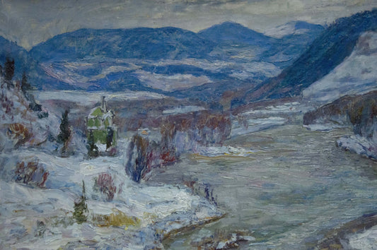 Oil painting Winter landscape Kontratovich Ernest Rudolfovich