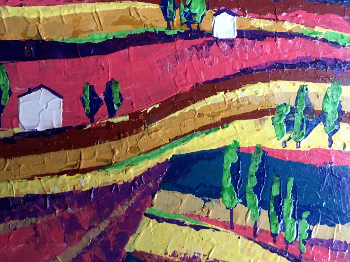 Oil painting Colorful fields on a sunny day V. Zadorozhnya