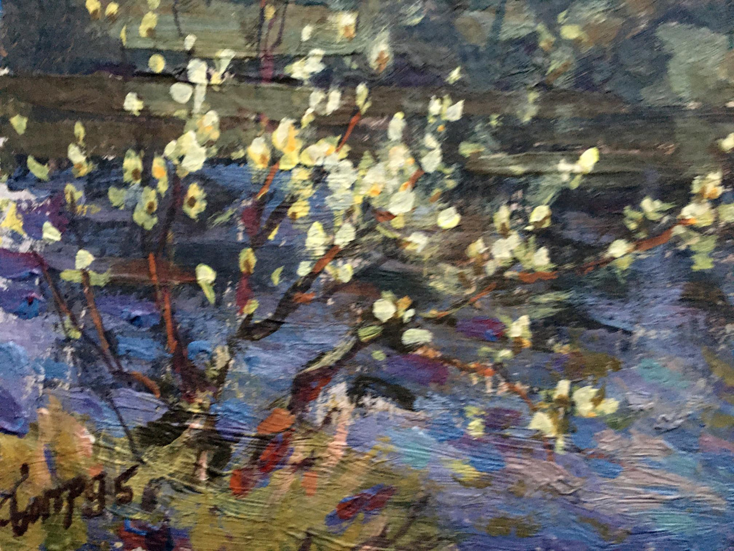 Oil painting Spring river along the forest Vladimir Batrakov