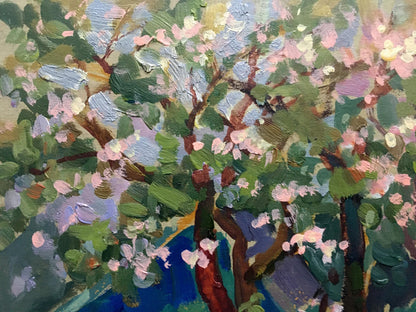 Oil painting Apple trees have blossomed Batrakov Vladimir Grigorievich