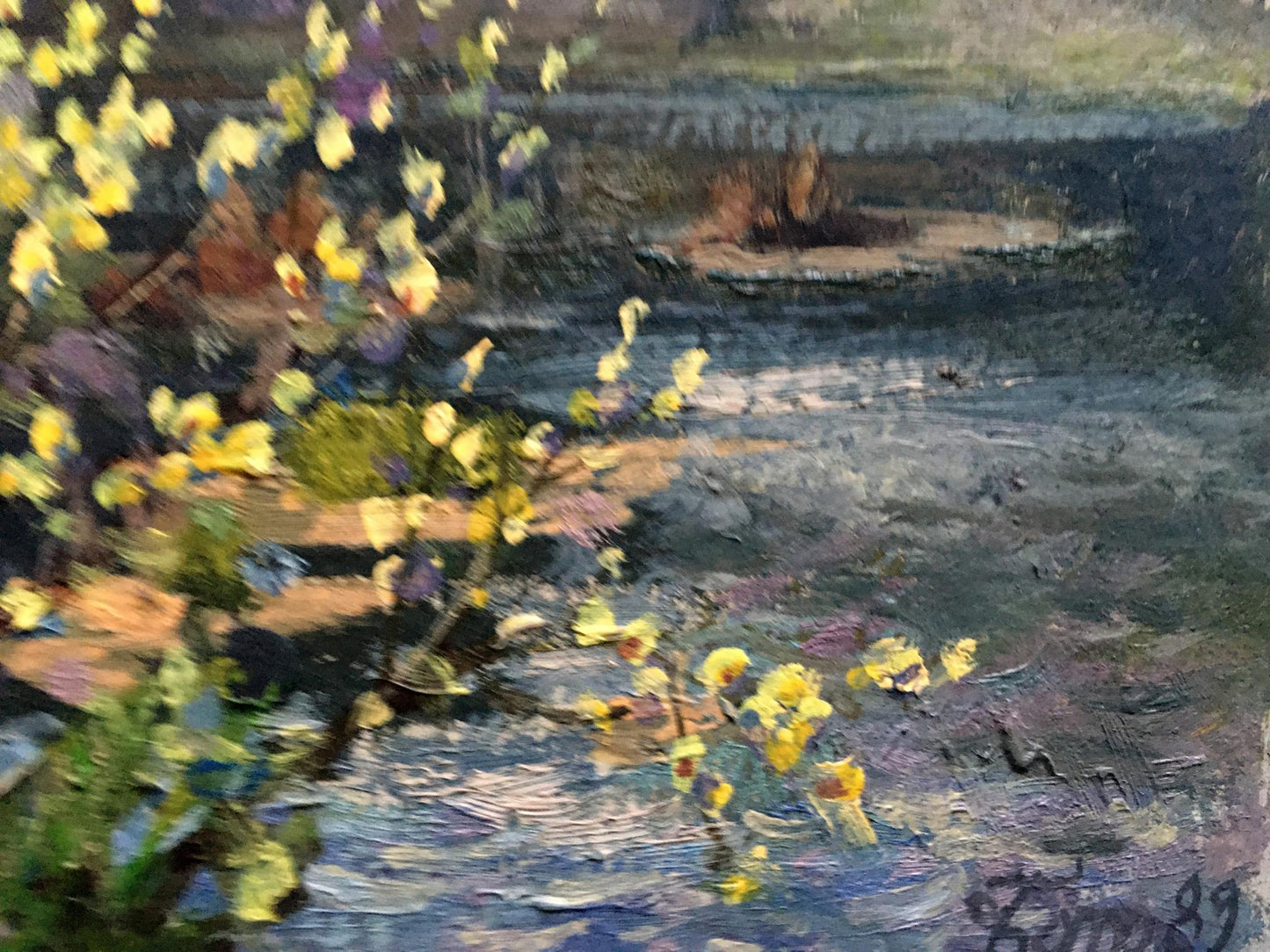 Oil painting Blooming willow and forest Vladimir Batrakov