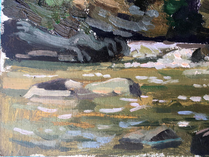 Oil painting Rest in the forest Batrakov Vladimir Grigorievich