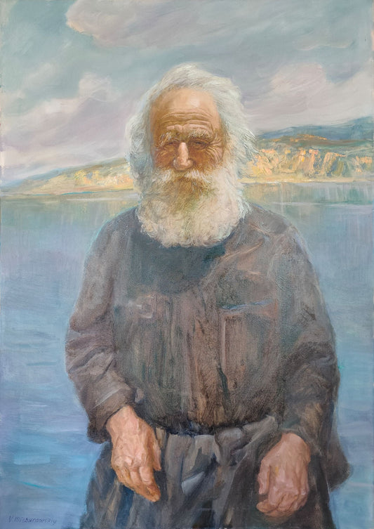 Oil painting Athos monk father Siluan Mishurovsky V. V.