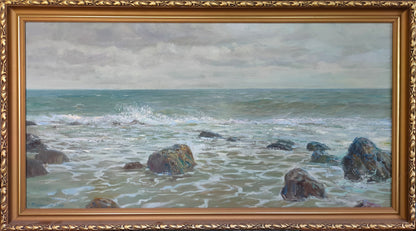 Oil painting Sea shore. Azure Mishurovsky V. V.