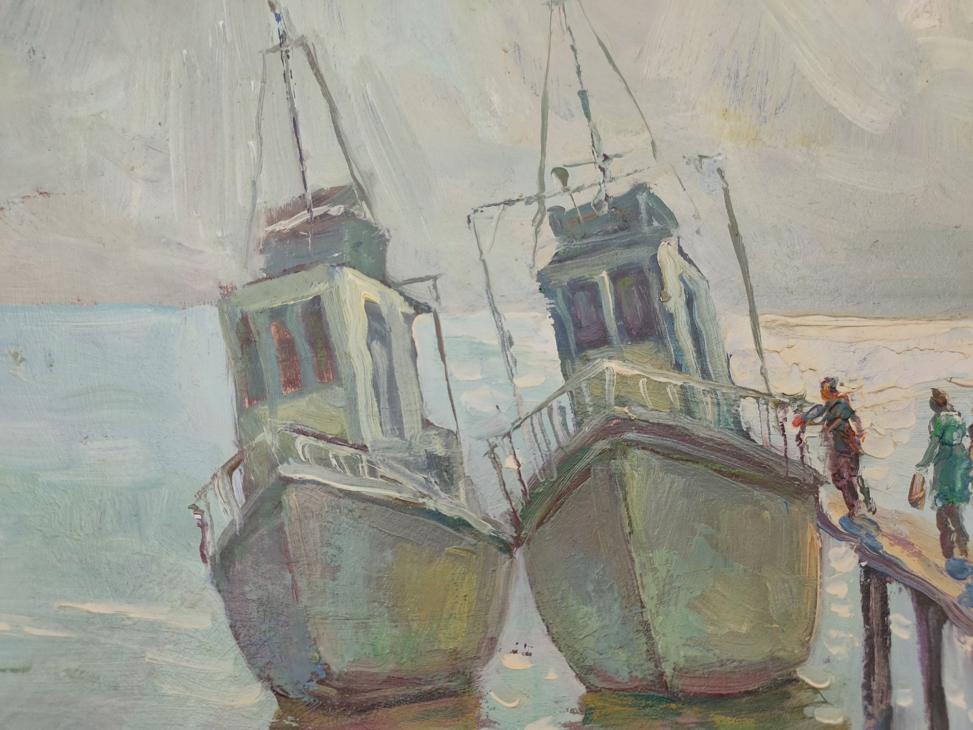 Oil painting Sea pier