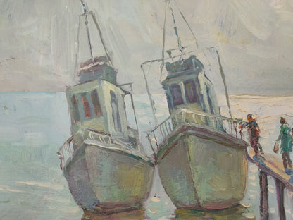 Oil painting Sea pier