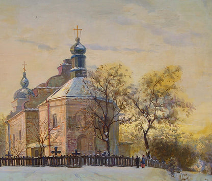 Oil painting Landscape with a church Tyukha Ivan Andreevich