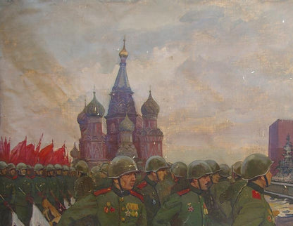 Oil painting Military parade Baroyants Mikhail Sergeevich