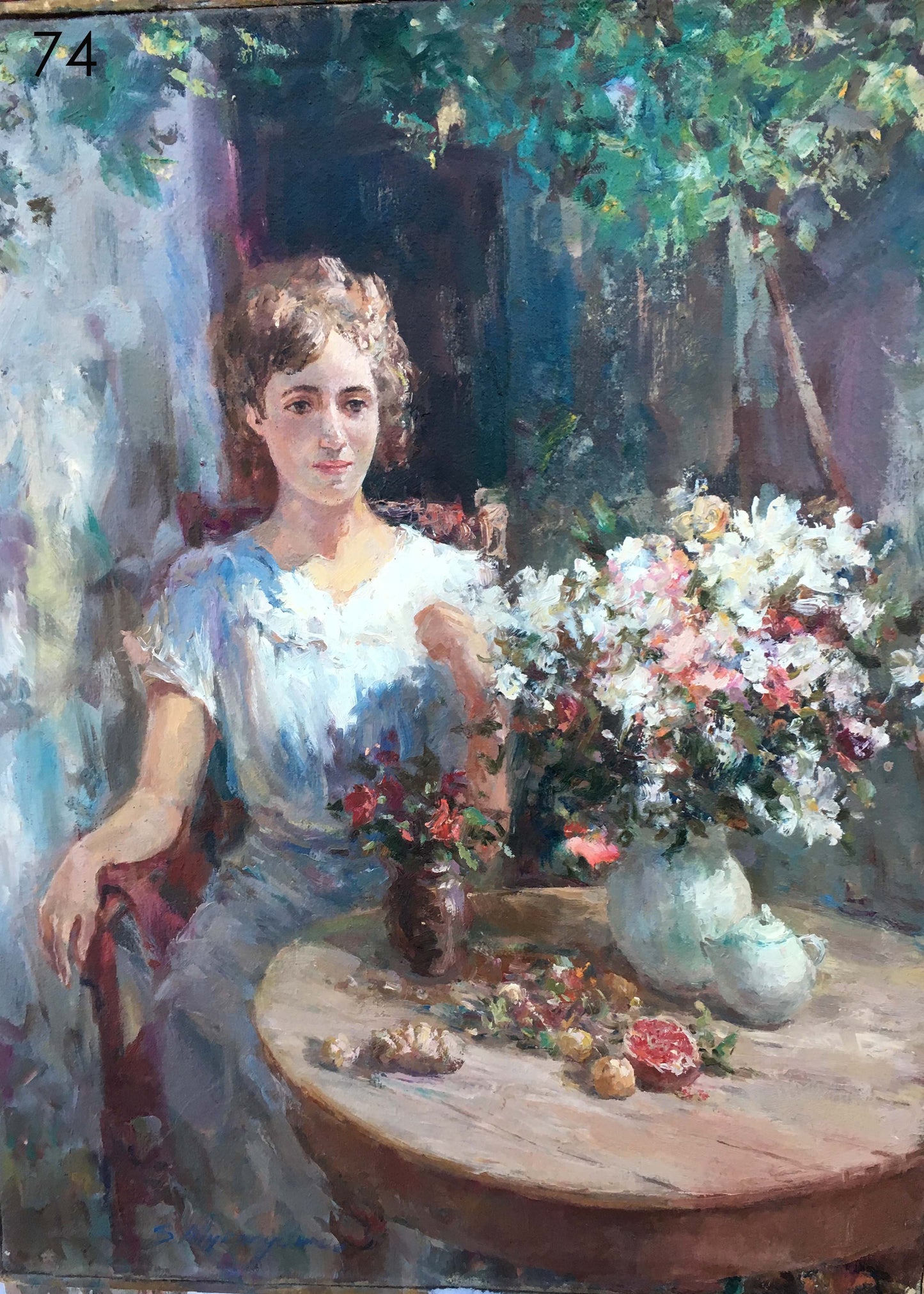 Pensive girl oil painting