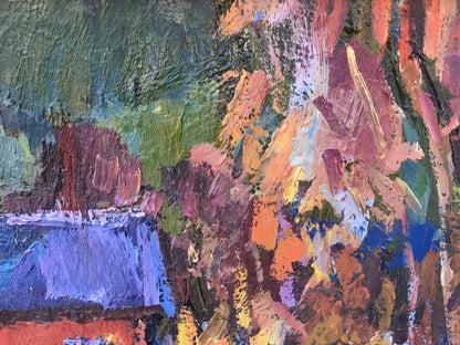 Winter evening oil painting