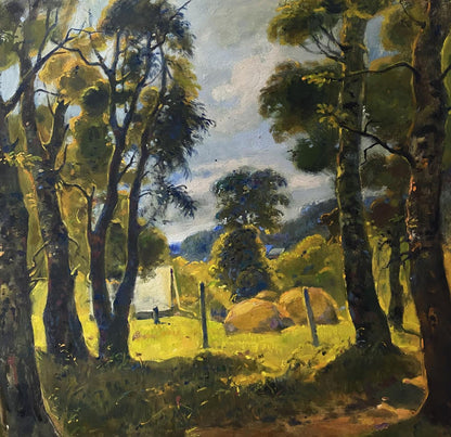 Oil painting Landscape with stacks buy