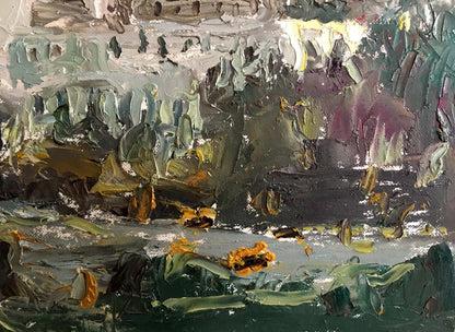 Viktor Endeberya's oil rendition captures the essence of a city landscape