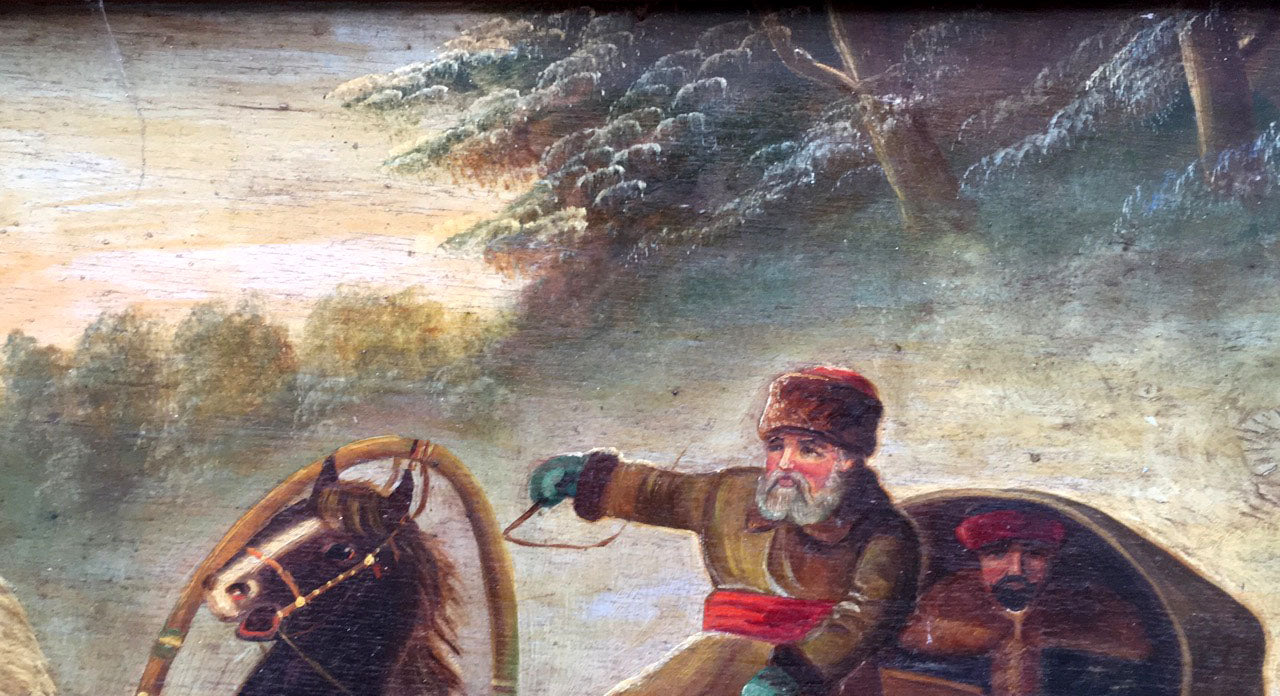 Horses and coachman oil painting