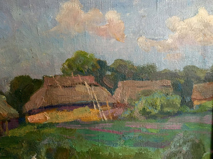 Oil painting Village landscape Zhabinsky Leonid Andreevich