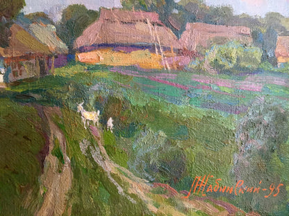 Oil painting Village landscape Zhabinsky Leonid Andreevich