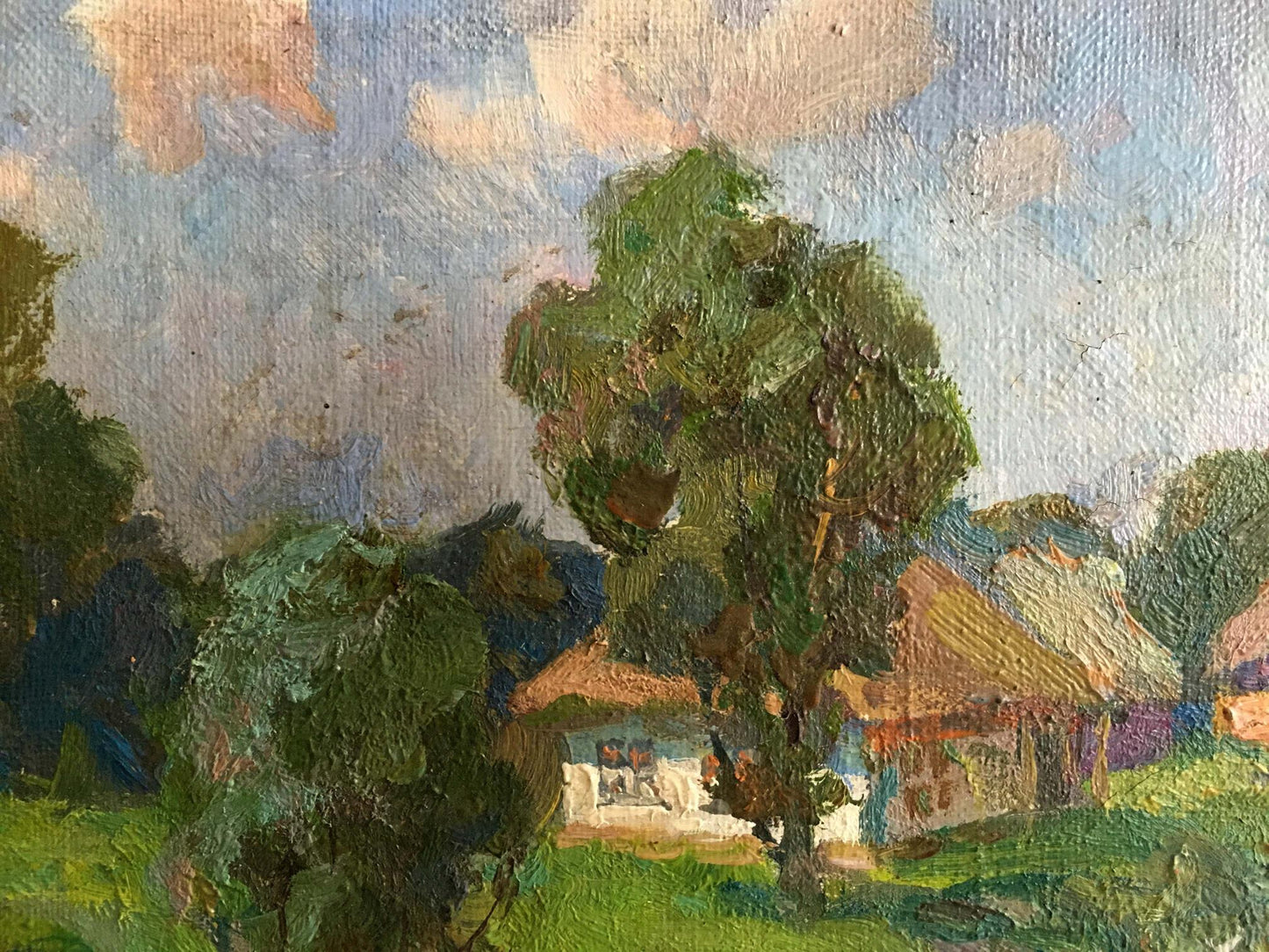 Oil painting Village landscape Zhabinsky Leonid Andreevich