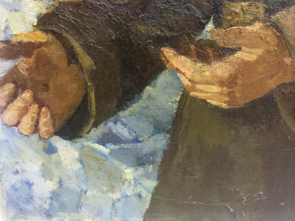 Oil painting Return of the soldier to his homeland Yanchak Elena Vatslavovna