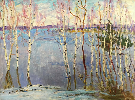 Oil painting Birch trees near the shore Glushchenko Nikolay Petrovich