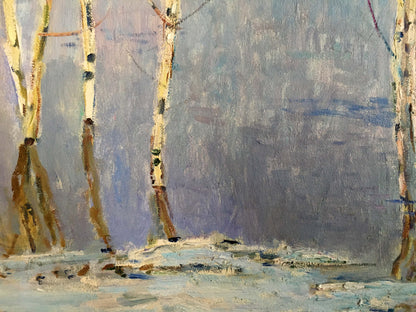 Oil painting Birch trees near the shore Glushchenko Nikolay Petrovich