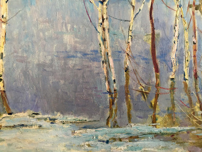 Oil painting Birch trees near the shore Glushchenko Nikolay Petrovich