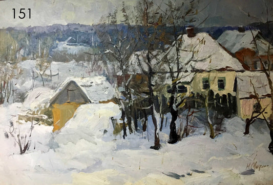 Winter of village oil painting Marinich Nikolai Yakovlevich