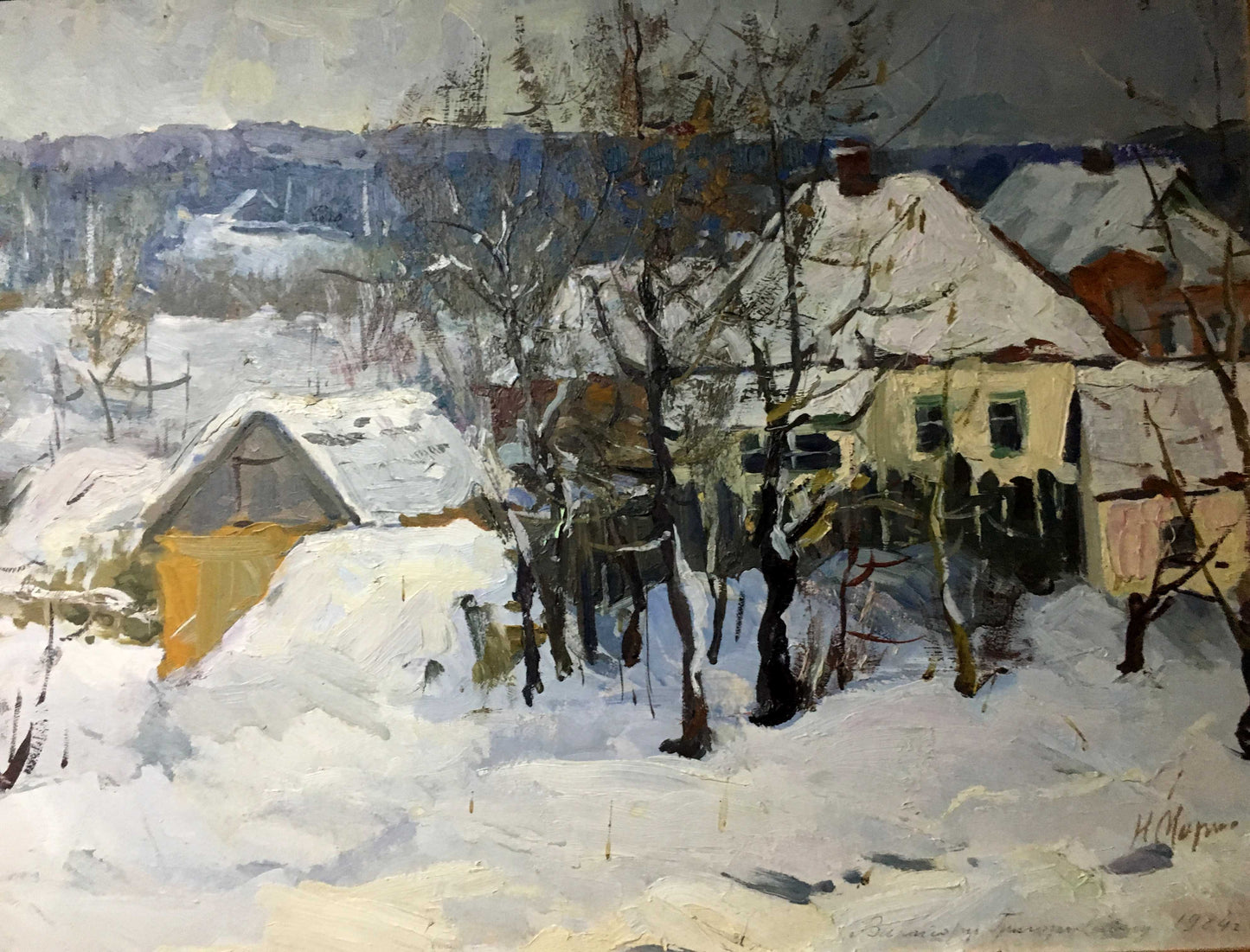 Winter of village oil painting Marinich Nikolai Yakovlevich