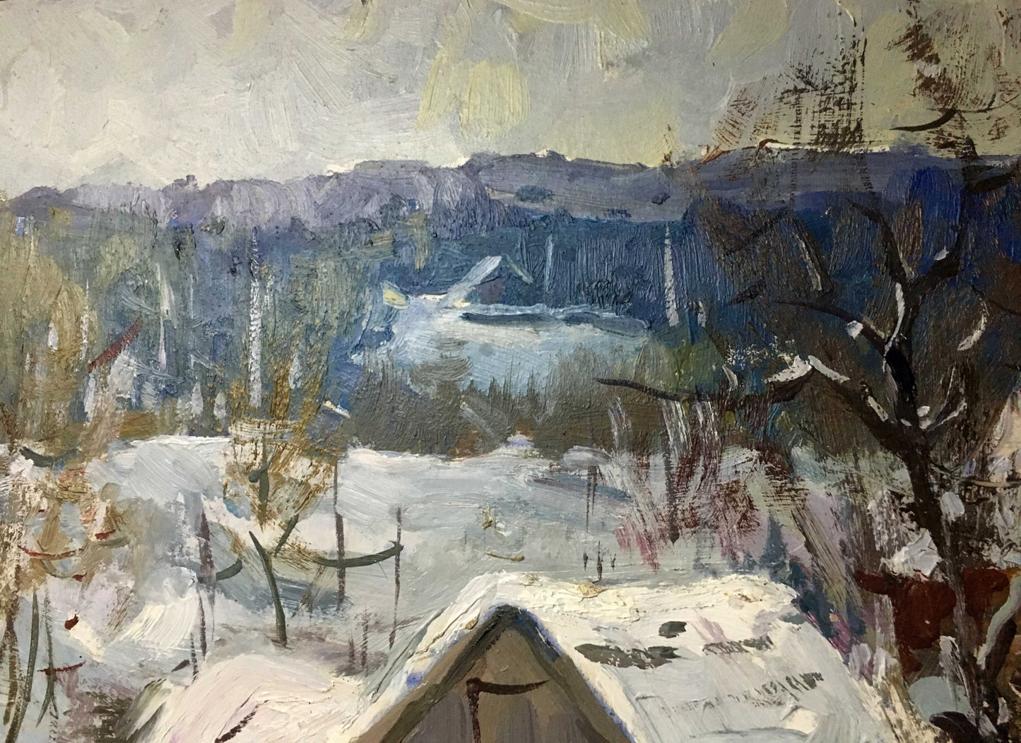 Winter of village oil painting Marinich Nikolai Yakovlevich