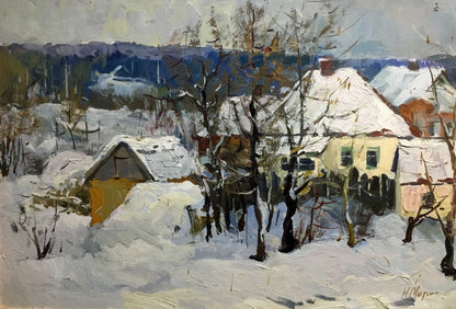 Winter of village oil painting Marinich Nikolai Yakovlevich