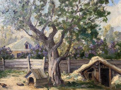 Oil painting Barnyard birds Vladimir Ivanovich Kozlovsky