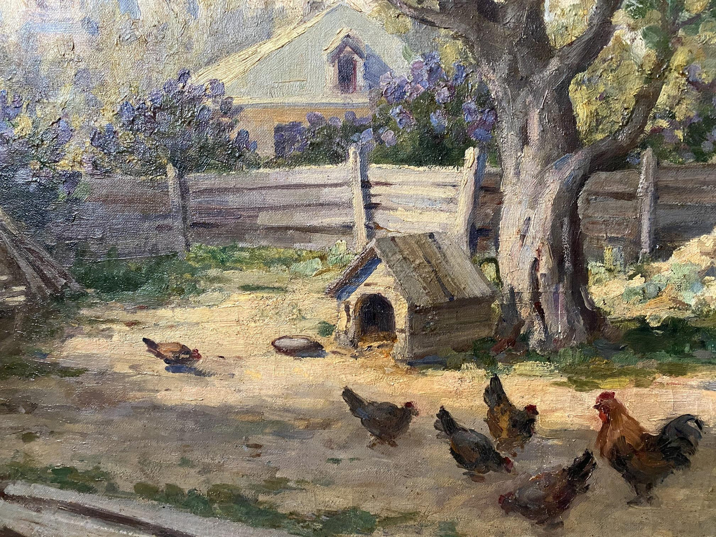Oil painting Barnyard birds Vladimir Ivanovich Kozlovsky