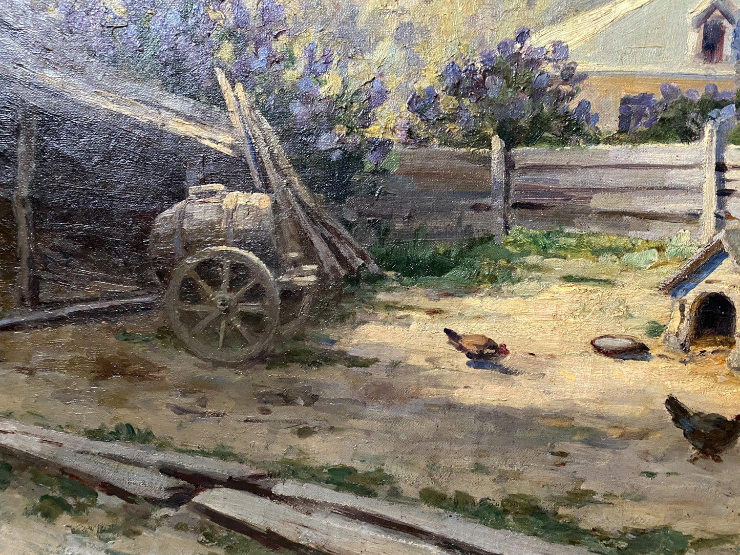 Oil painting Barnyard birds Vladimir Ivanovich Kozlovsky