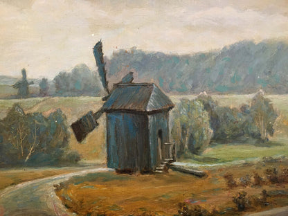 Oil painting Landscape with a mill Rusin Arkady Viktorovich