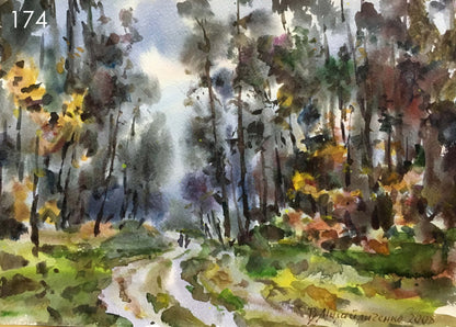 Watercolor painting Whispering Grove Viktor Mikhailichenko