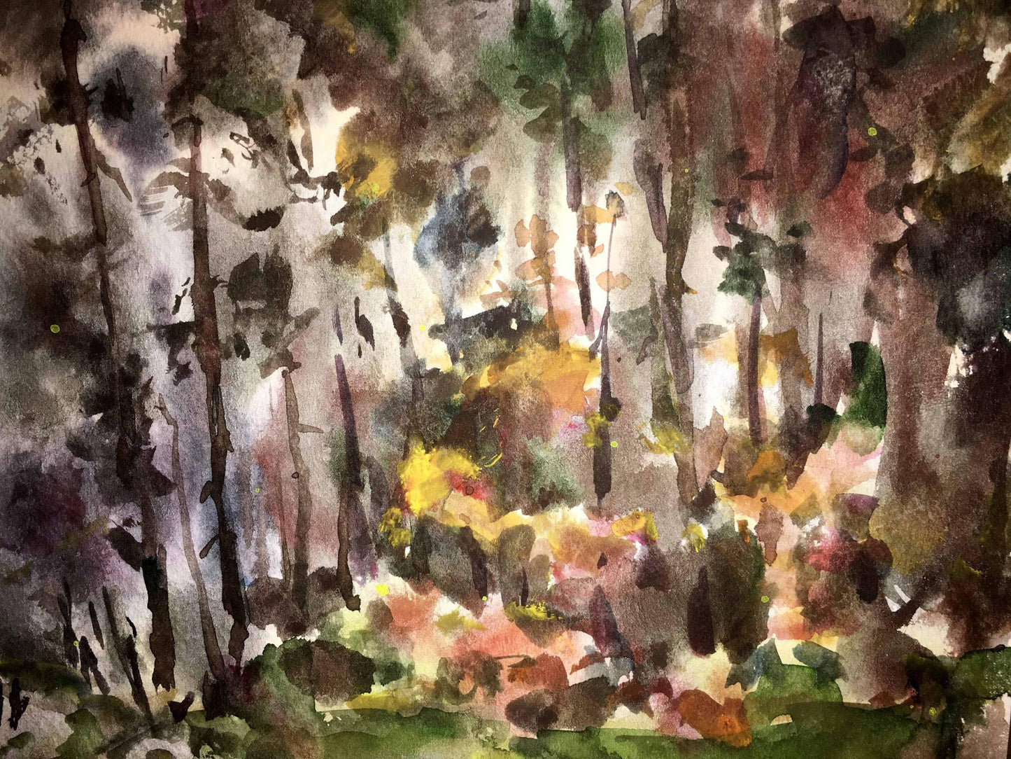 Watercolor painting Whispering Grove Viktor Mikhailichenko