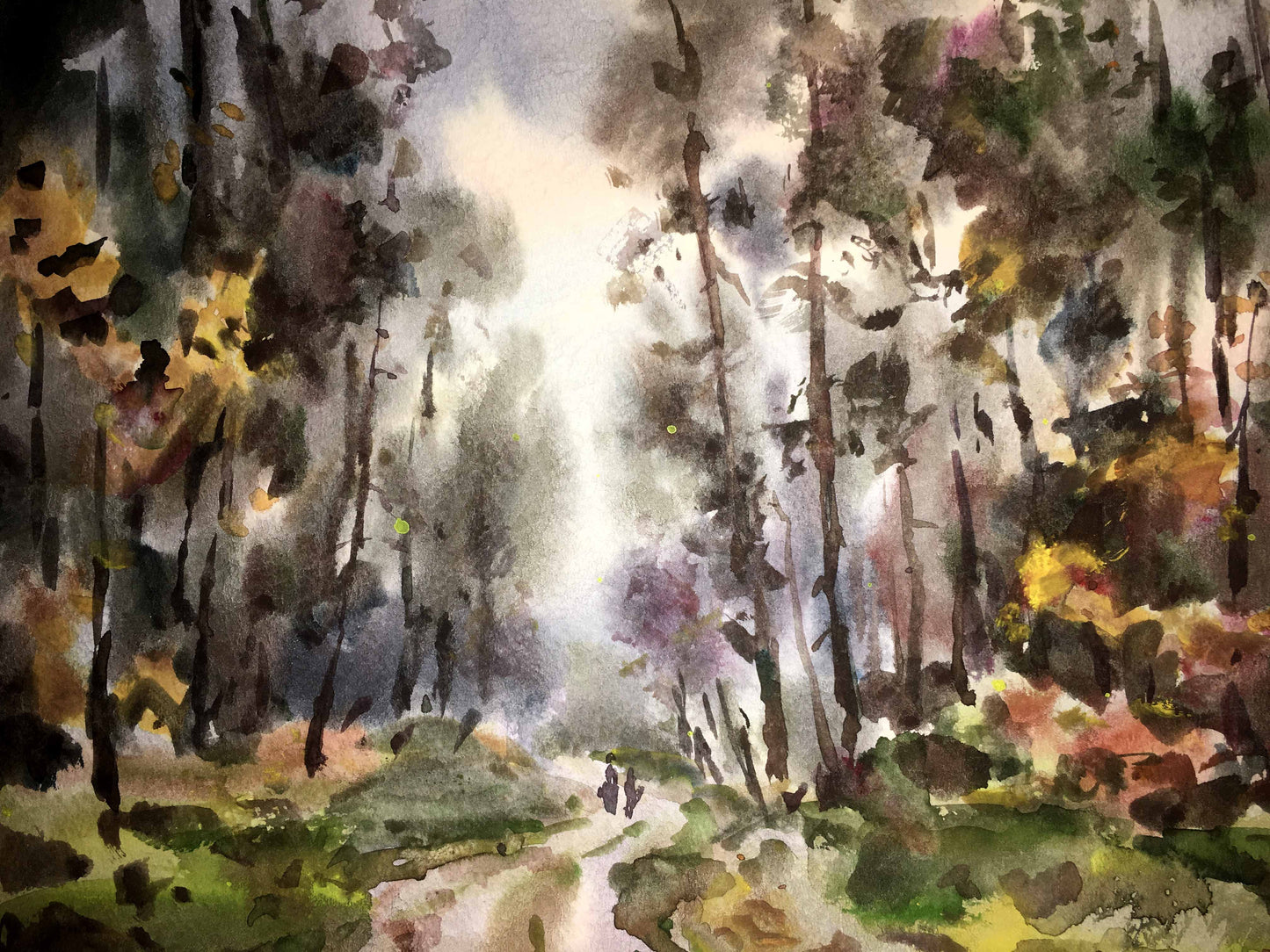 Watercolor painting Whispering Grove Viktor Mikhailichenko