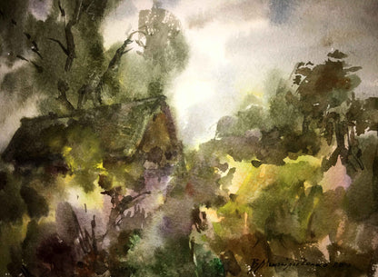 Watercolor painting Tranquil Thickets Viktor Mikhailichenko