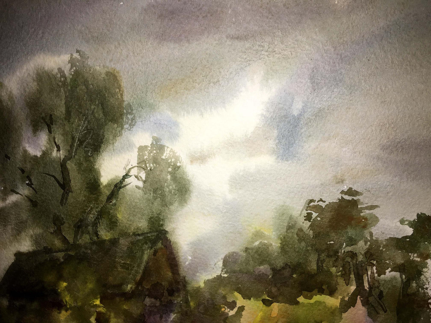 Watercolor painting Tranquil Thickets Viktor Mikhailichenko