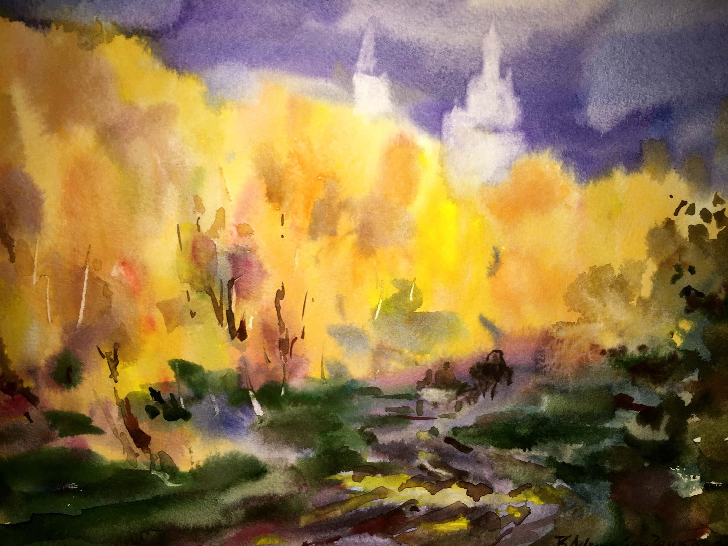 Fields watercolor painting Viktor Mikhailichenko
