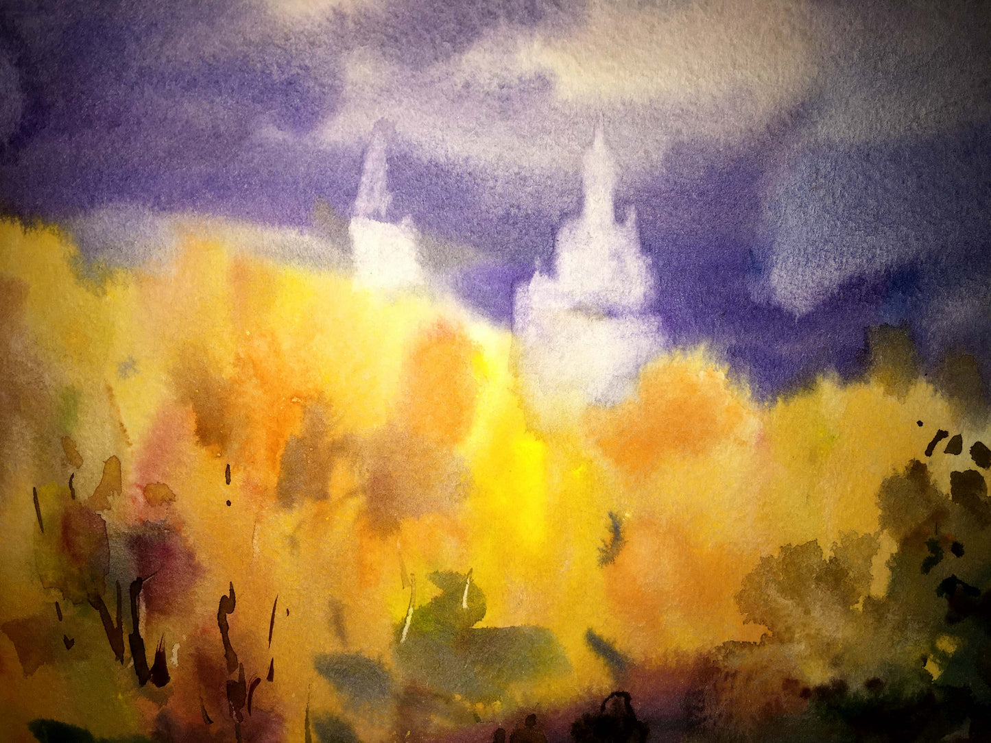 Fields watercolor painting Viktor Mikhailichenko