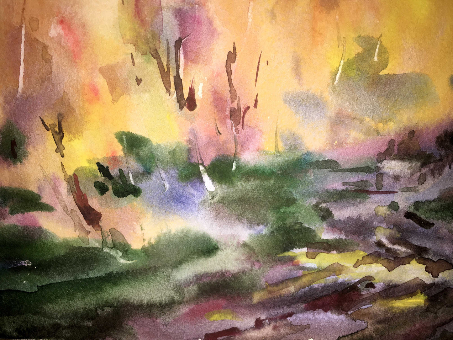 Fields watercolor painting Viktor Mikhailichenko