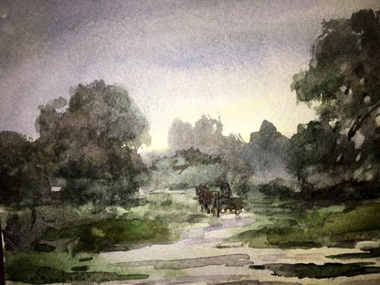 After the rain watercolor painting Viktor Mikhailichenko