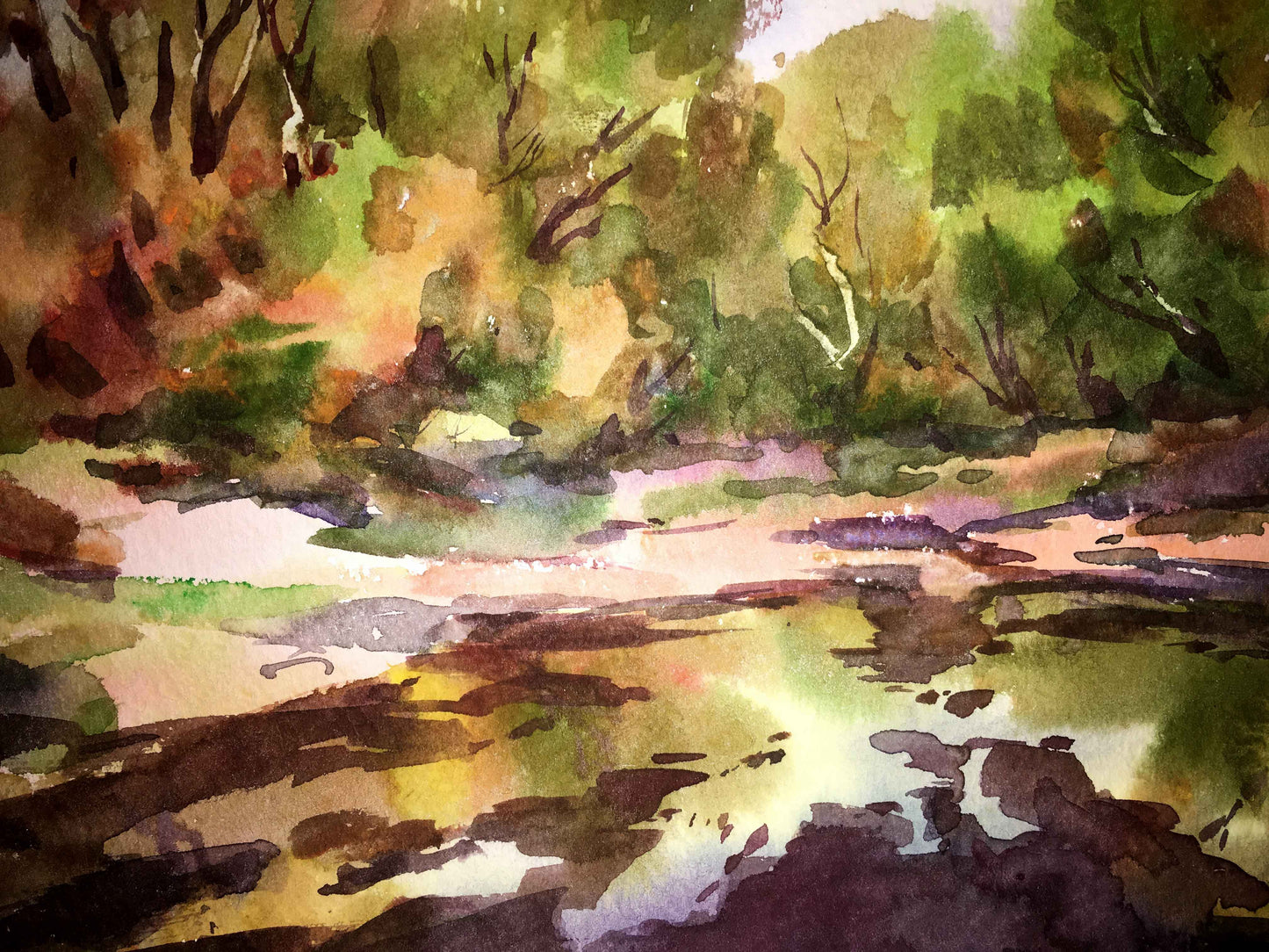 Watercolor painting Enchanted Forest Viktor Mikhailichenko