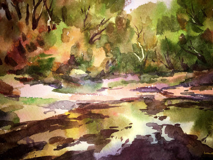 Watercolor painting Enchanted Forest Viktor Mikhailichenko