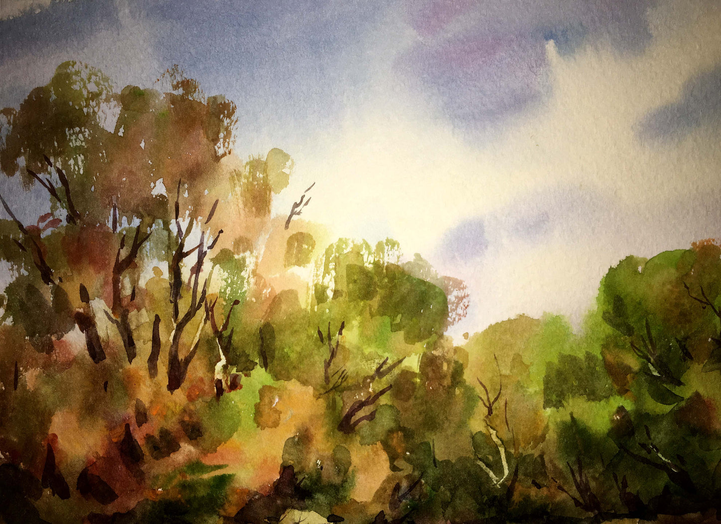 Watercolor painting Enchanted Forest Viktor Mikhailichenko