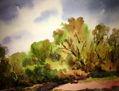 Watercolor painting Enchanted Forest Viktor Mikhailichenko