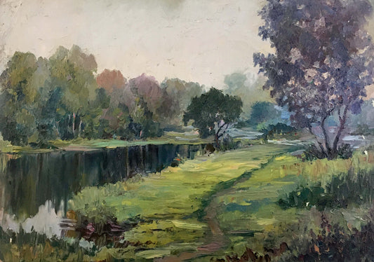 Oil painting Rest in the summer forest Unknown artist