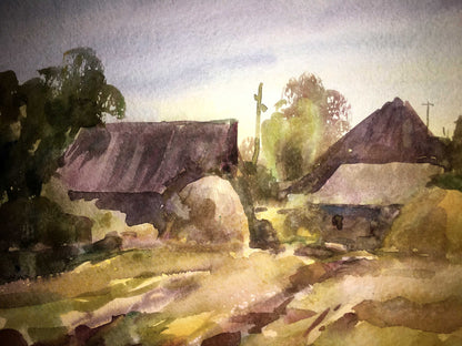 Fields landscape watercolor painting Viktor Mikhailichenko